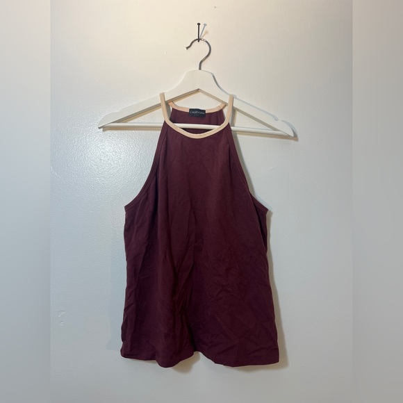 Opening Ceremony / Callipygian Burgundy & Peach Halter Top - Picture 4 of 7